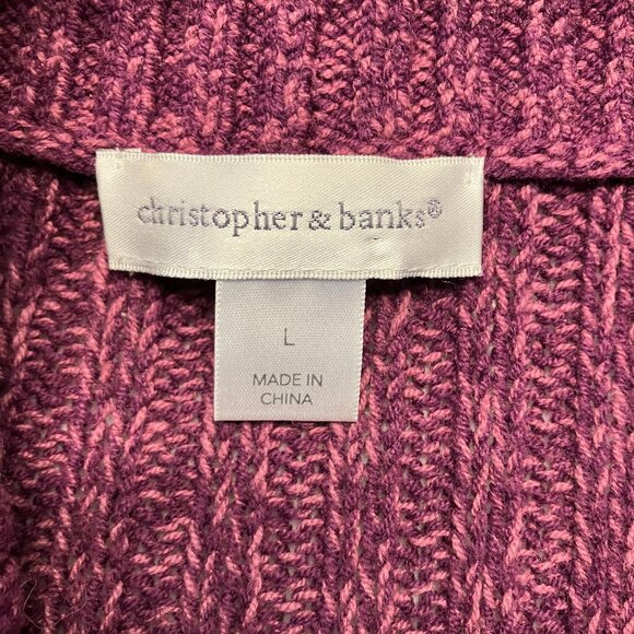 🙂Christopher & Banks Womens Purple Short Sleeve Button Sweater Cardigan, Large - Picture 3 of 8